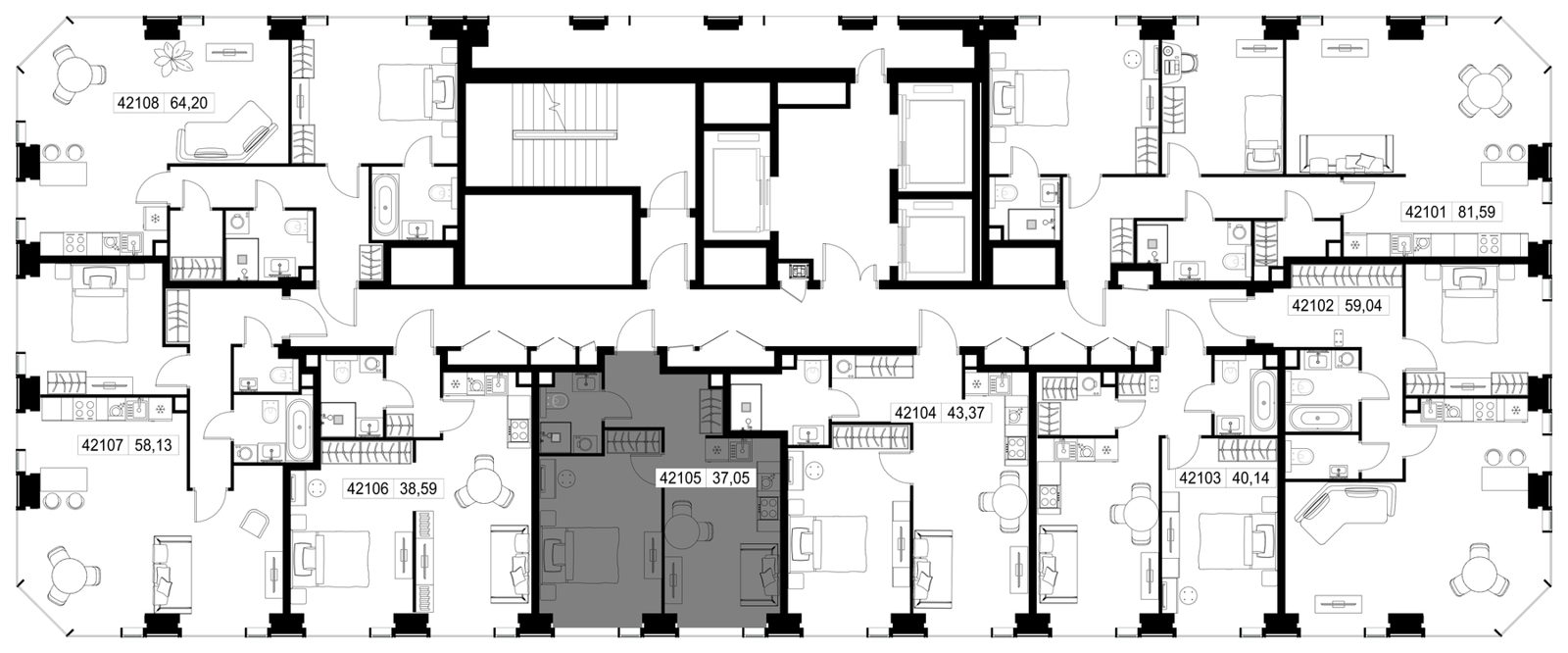 1-комнатная квартира, 37 м² — фото 2
