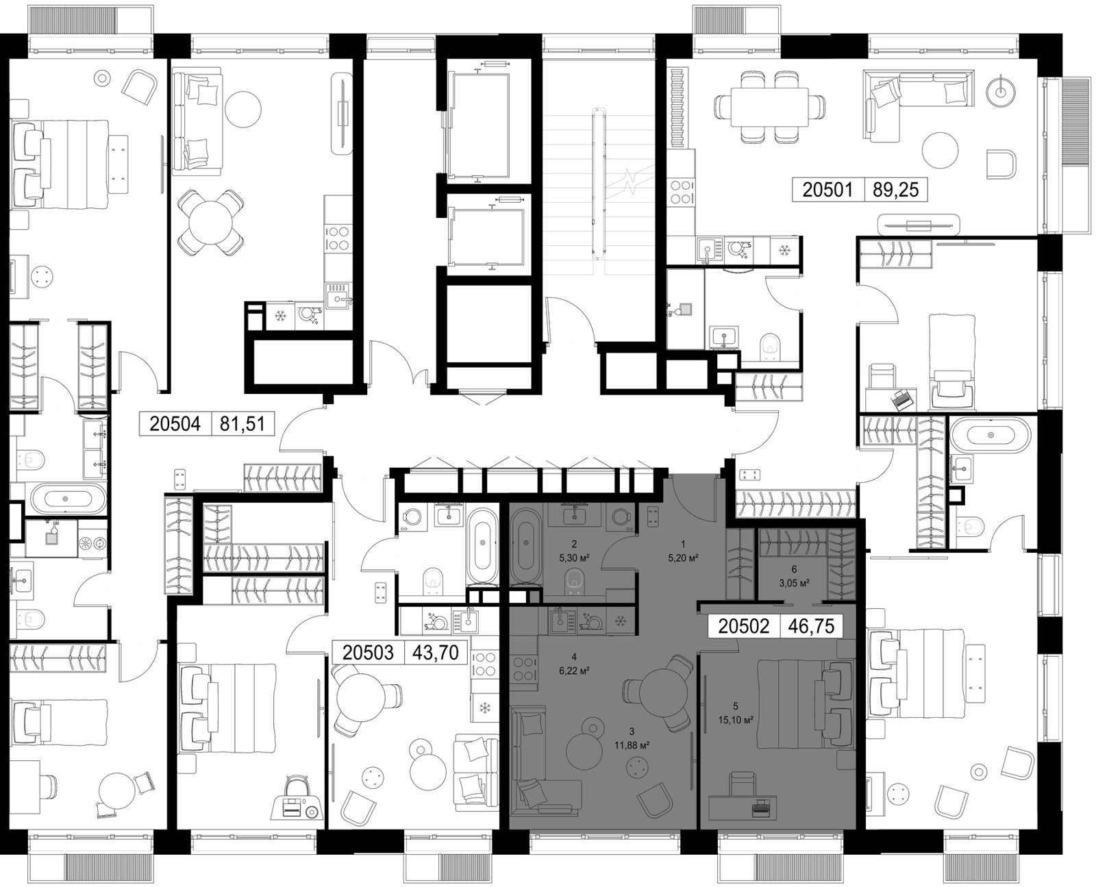 1-комнатная квартира, 46,8 м² — фото 2