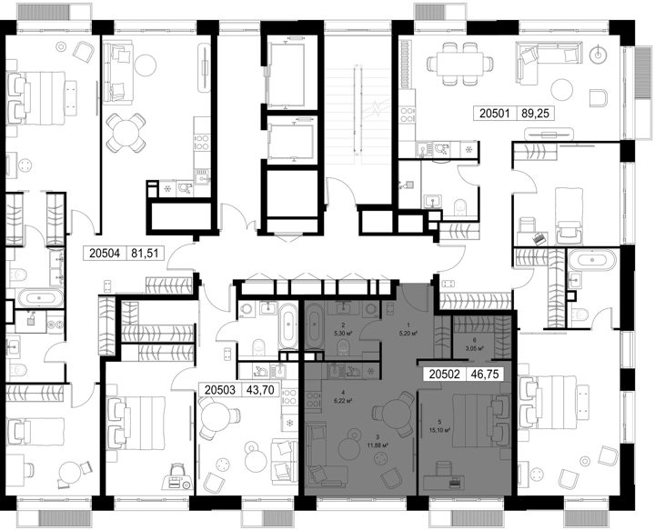 1-комнатная квартира, 46,8 м² — фото 2
