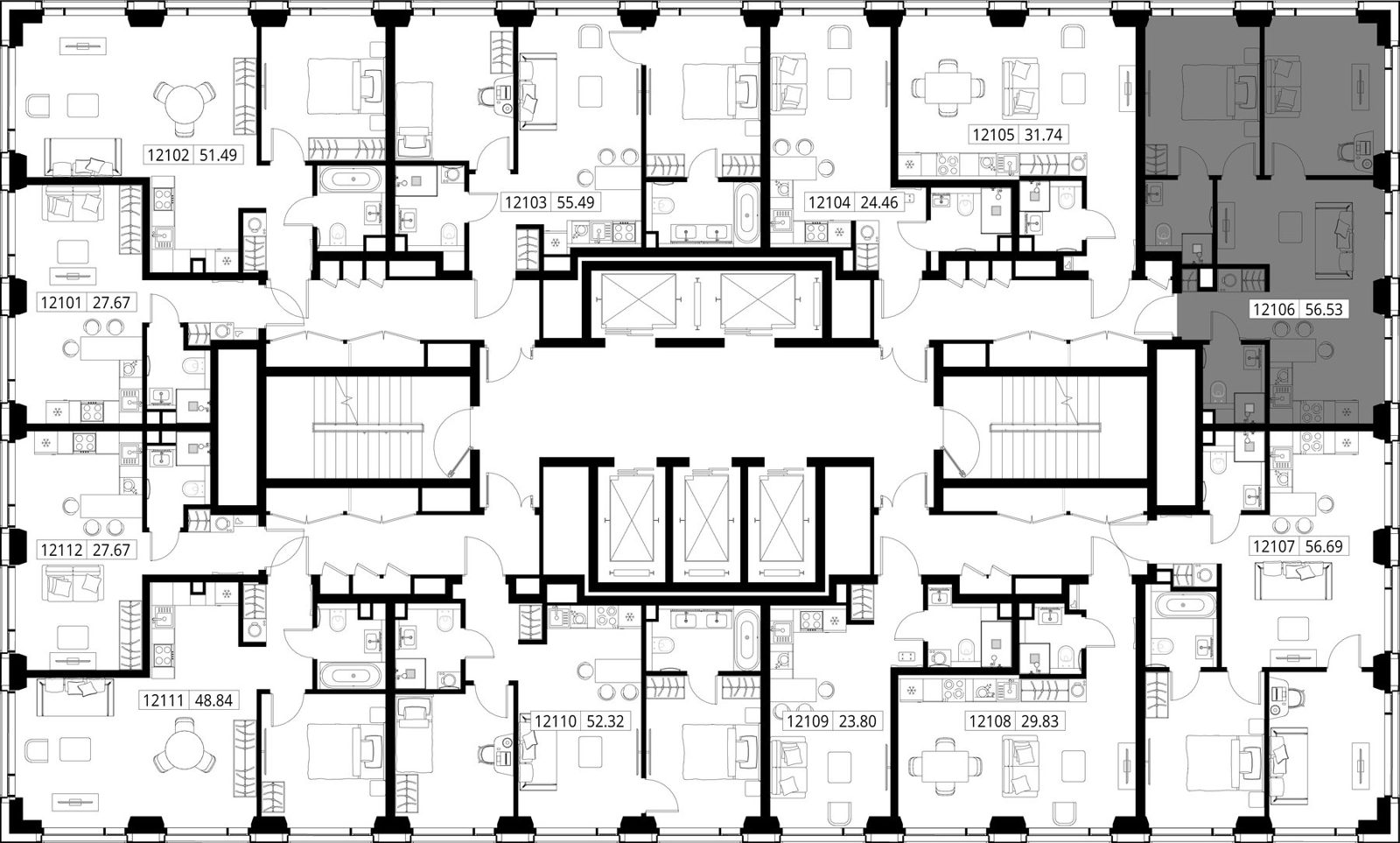 2-комнатная квартира, 56,5 м² — фото 2