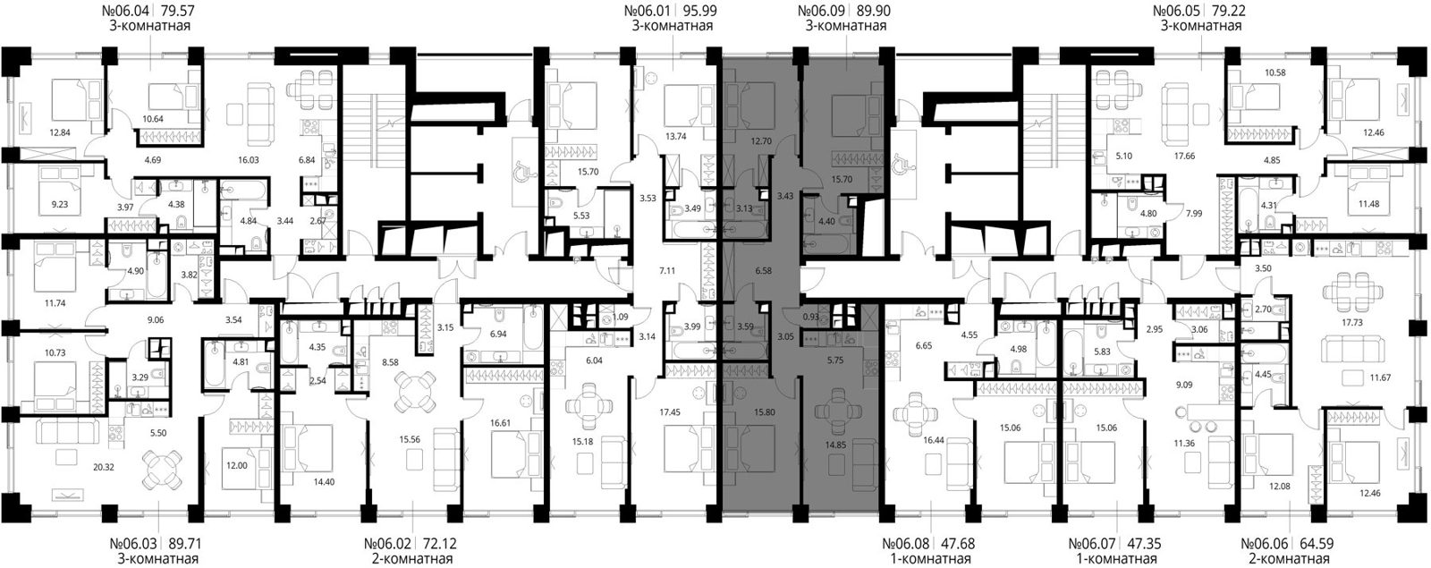 3-комнатная квартира, 89,9 м² — фото 2