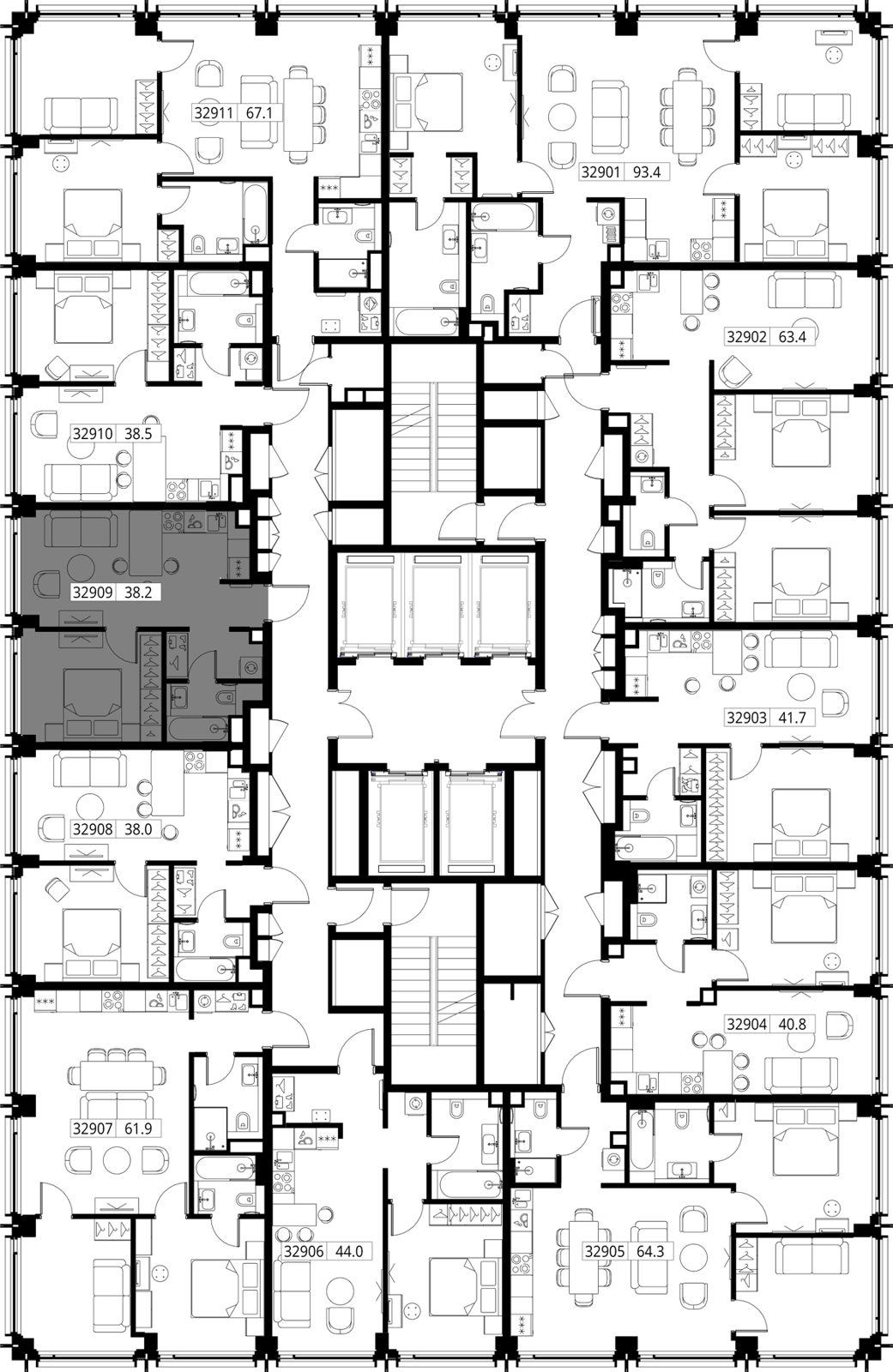 1-комнатная квартира, 38,2 м² — фото 2