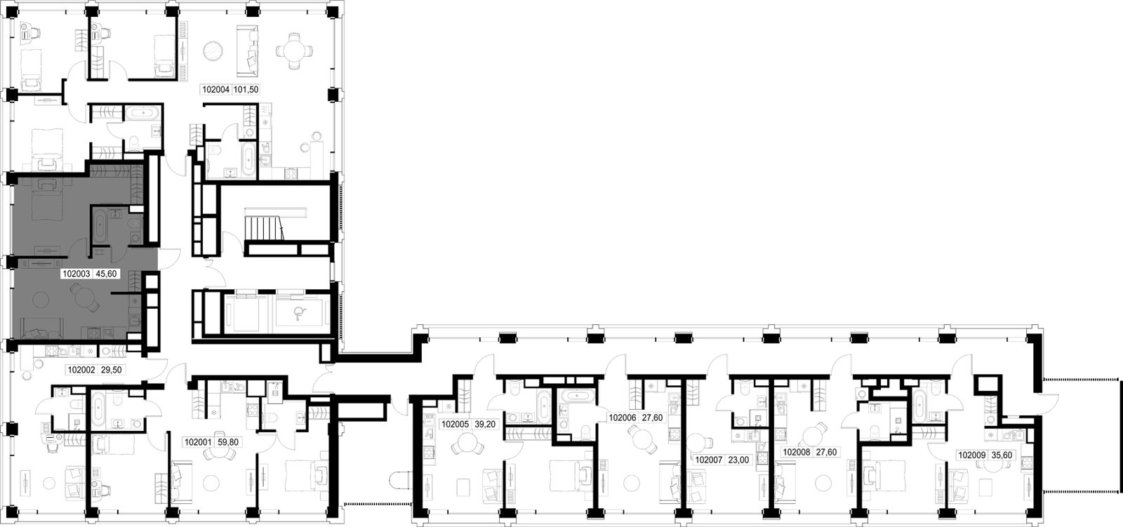 1-комнатная квартира, 45,6 м² — фото 2
