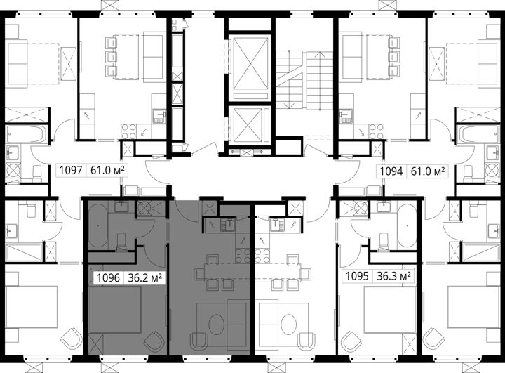 1-комнатная квартира, 36,2 м² — фото 2