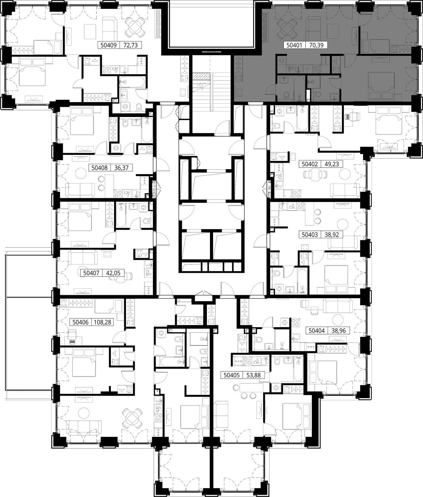 2-комнатная квартира, 70,4 м² — фото 2