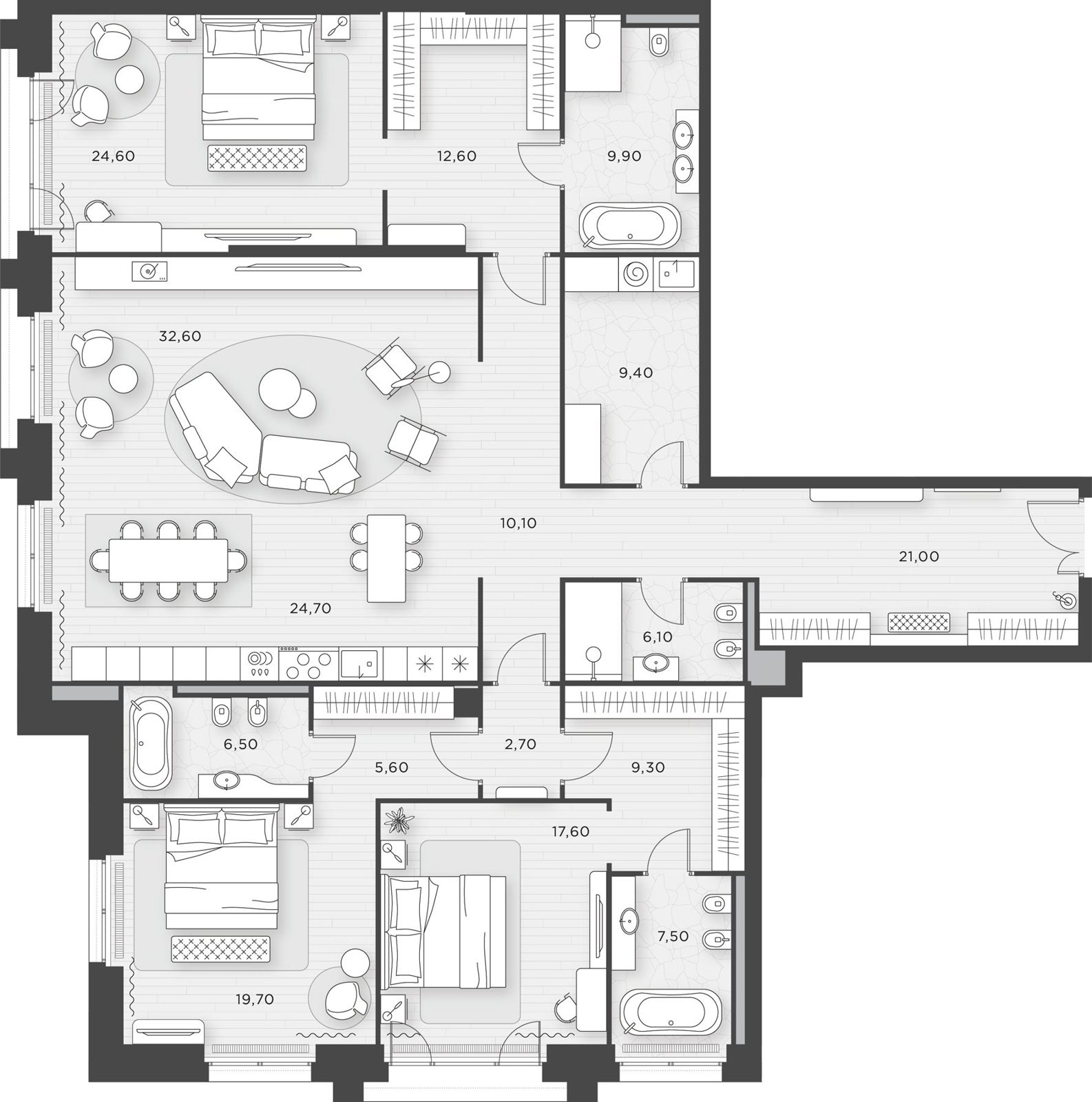 3-комнатная квартира, 219,9 м²