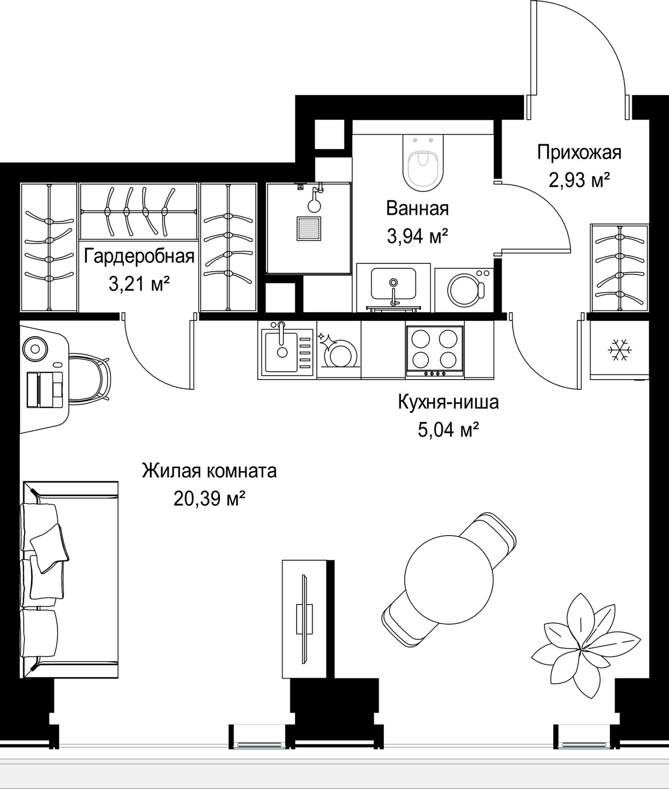 1-комнатная квартира, 35,5 м² — фото 2