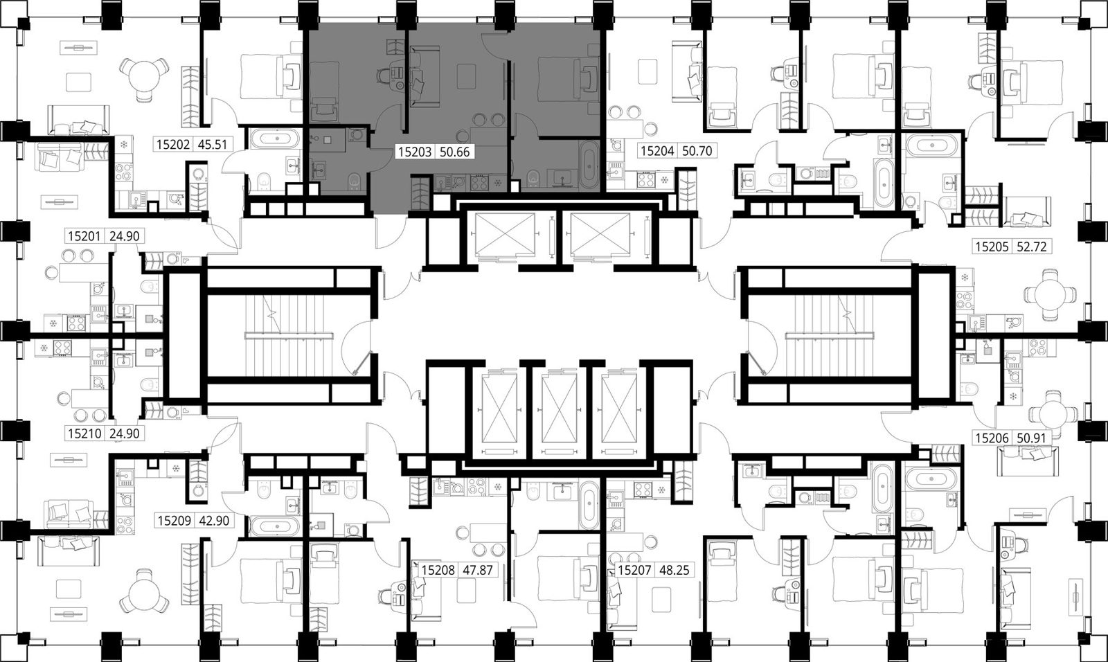 2-комнатная квартира, 50,7 м² — фото 2