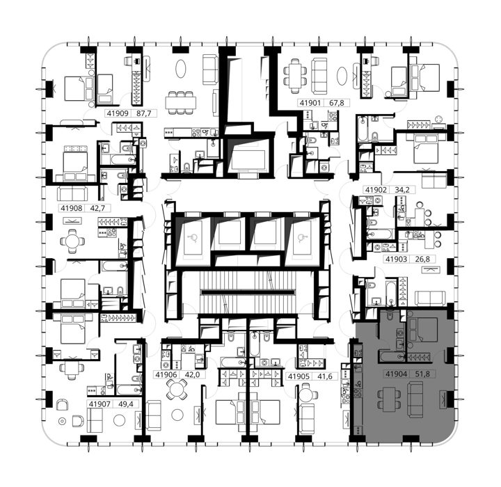 1-комнатная квартира, 51,8 м² — фото 2