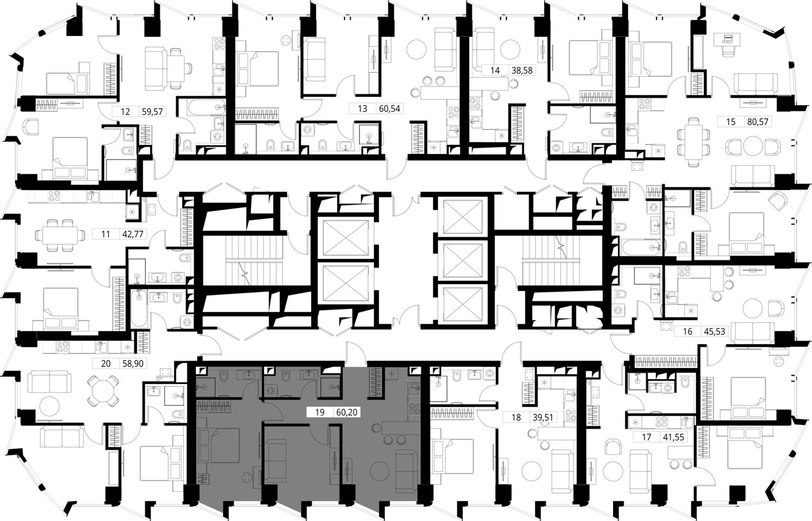 2-комнатная квартира, 59,7 м² — фото 2