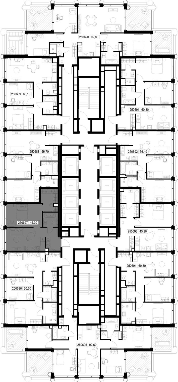 1-комнатная квартира, 45,3 м² — фото 2