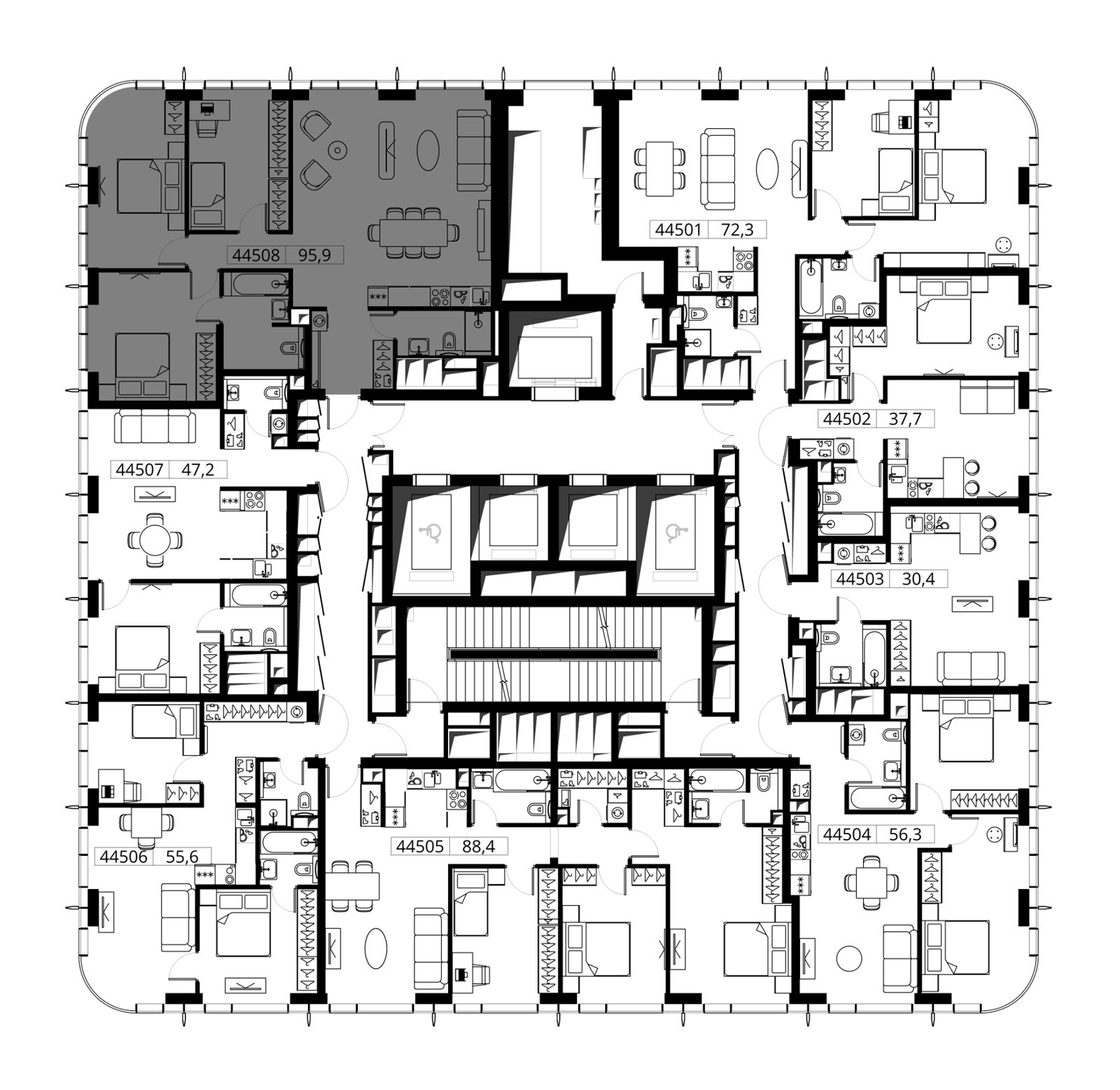 3-комнатная квартира, 95,9 м² — фото 2