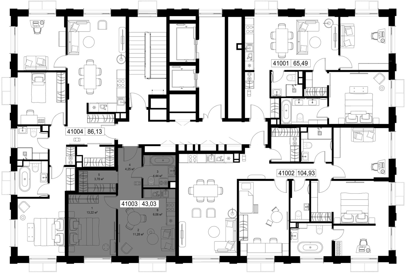 1-комнатная квартира, 43 м² — фото 2