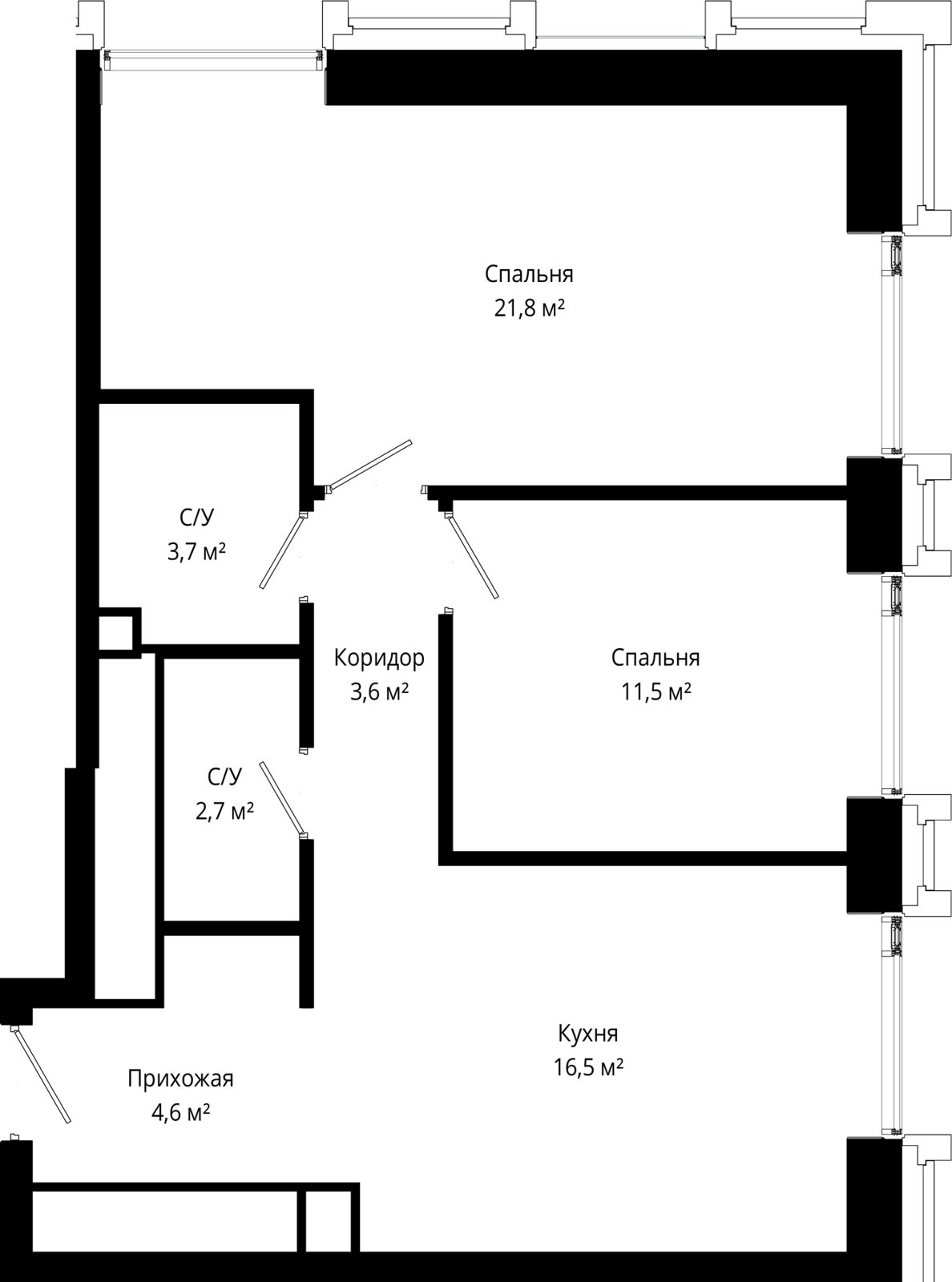2-комнатная квартира, 64,4 м²