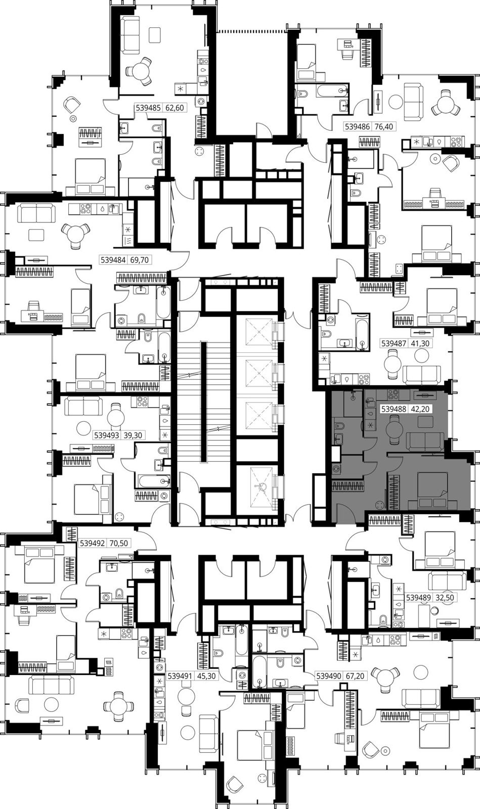 1-комнатная квартира, 42,2 м² — фото 2