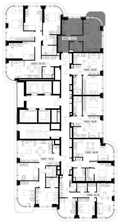 1-комнатная квартира, 43,2 м² — фото 2