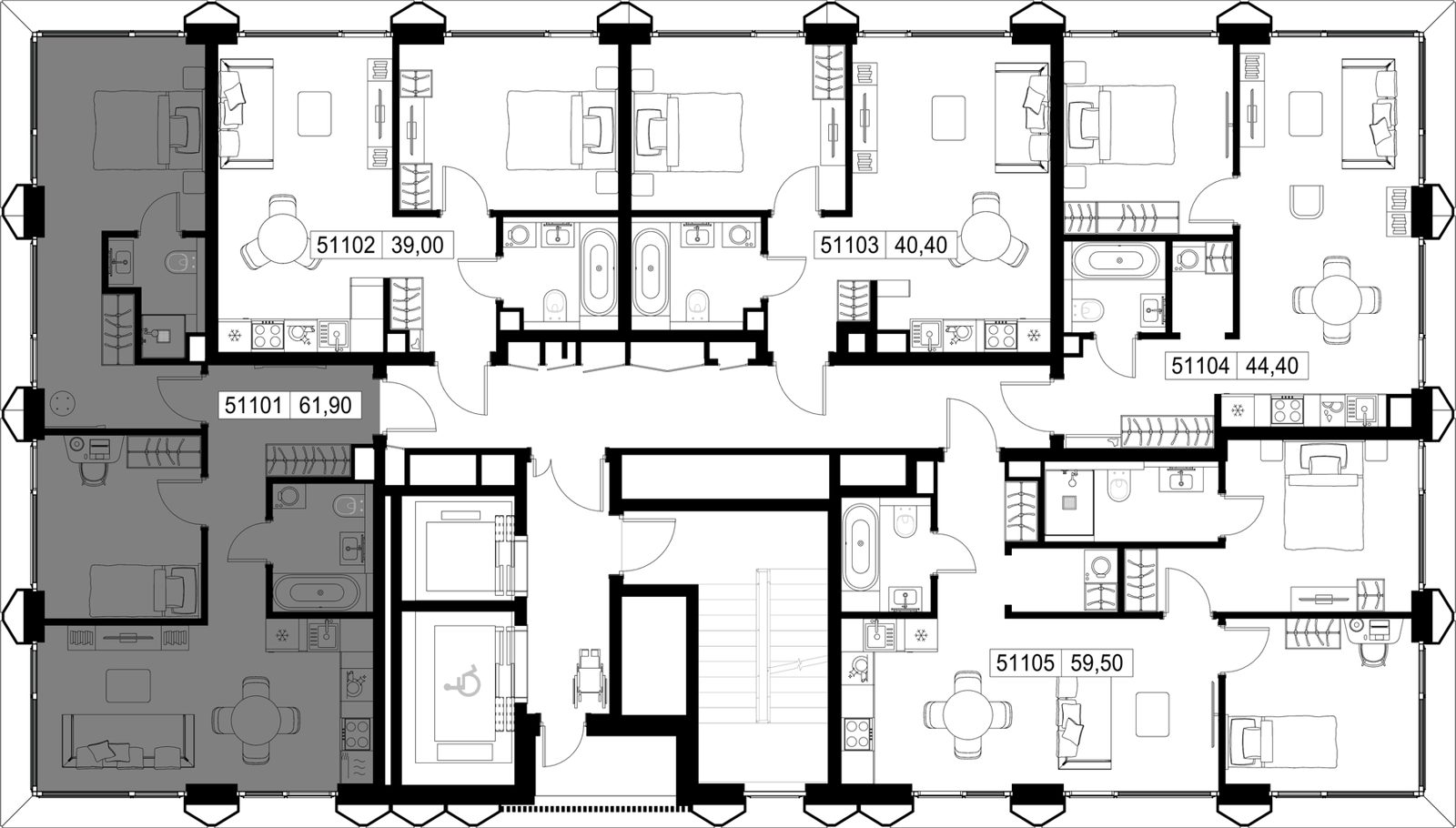 2-комнатная квартира, 61,9 м² — фото 2