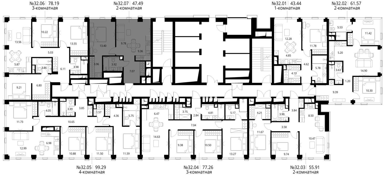 1-комнатная квартира, 47,5 м² — фото 2