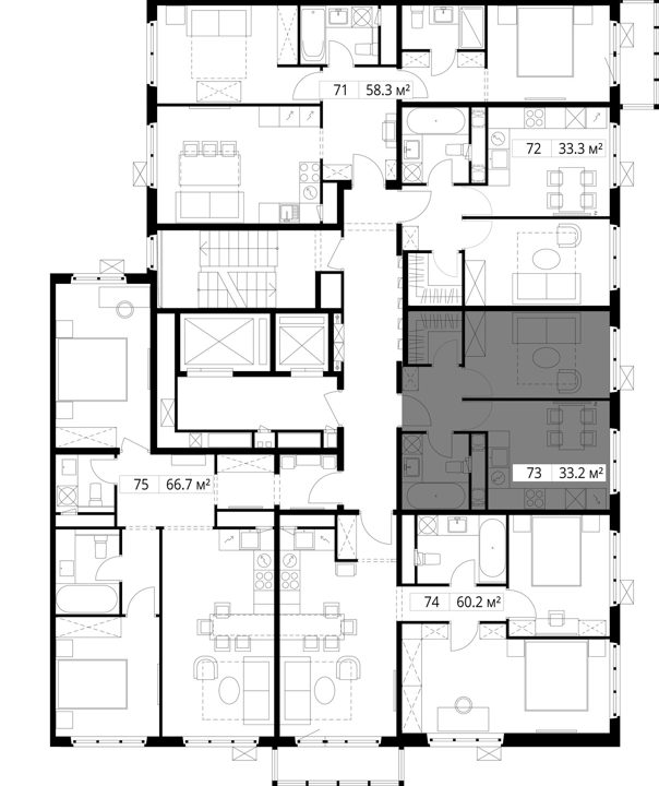 1-комнатная квартира, 33,2 м² — фото 2