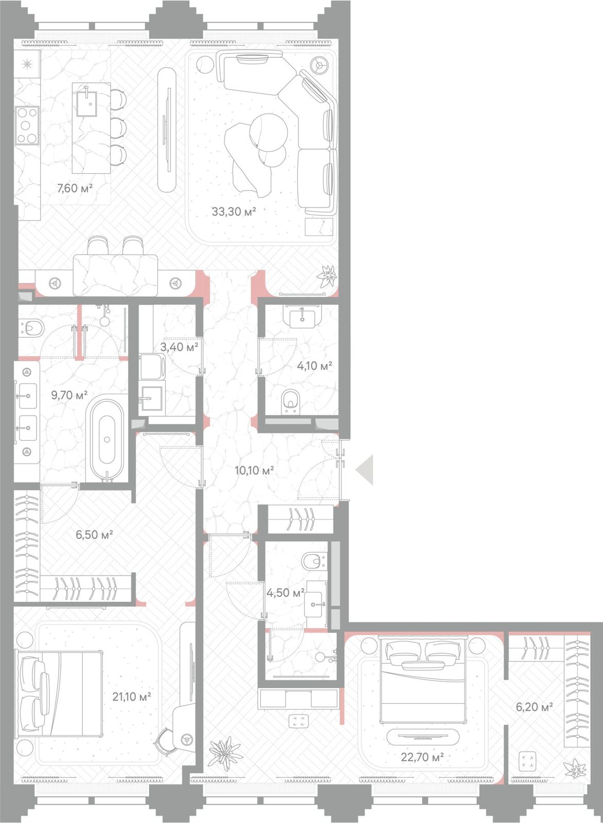 2-комнатная квартира, 129,2 м²