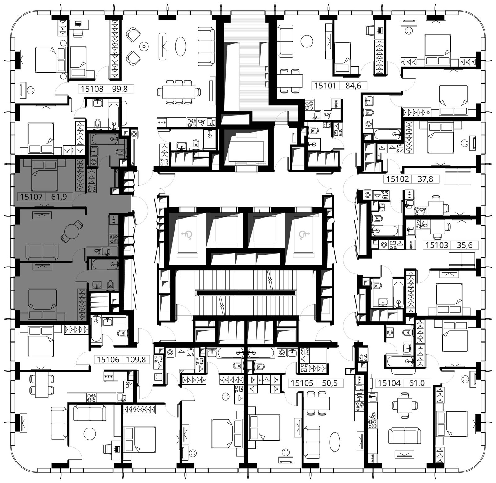 2-комнатная квартира, 61,9 м² — фото 2