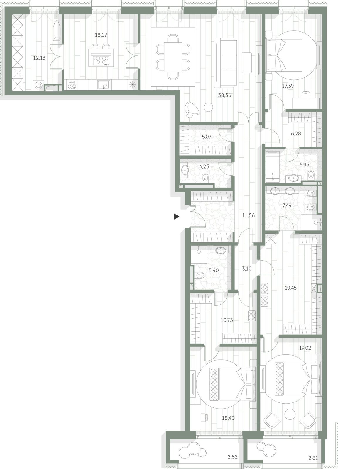 3-комнатная квартира, 214,5 м²