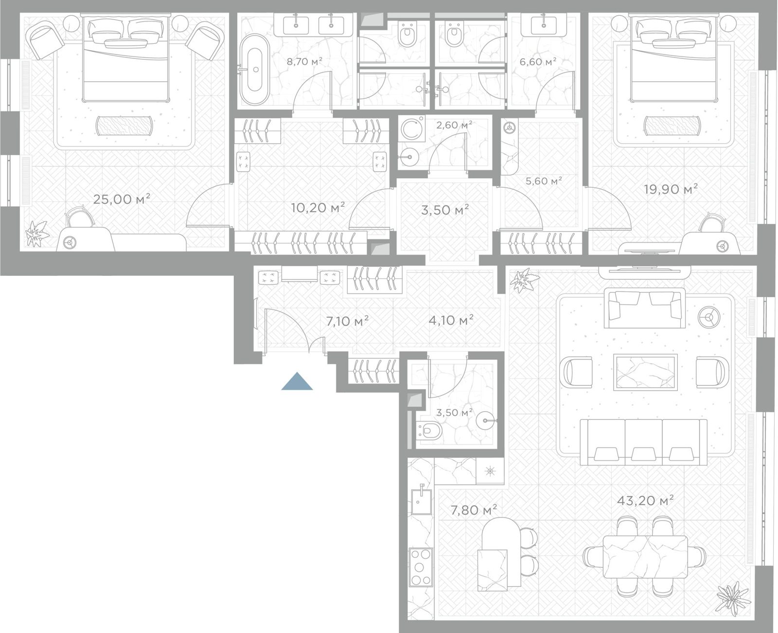 2-комнатная квартира, 147,8 м²