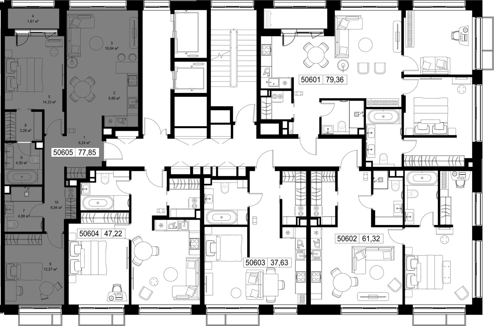 2-комнатная квартира, 77,8 м² — фото 2