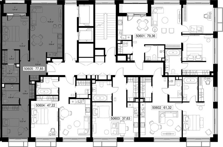 2-комнатная квартира, 77,8 м² — фото 2