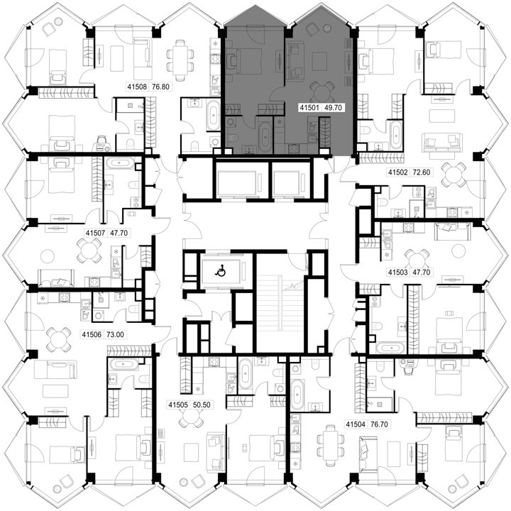 1-комнатная квартира, 49,7 м² — фото 2