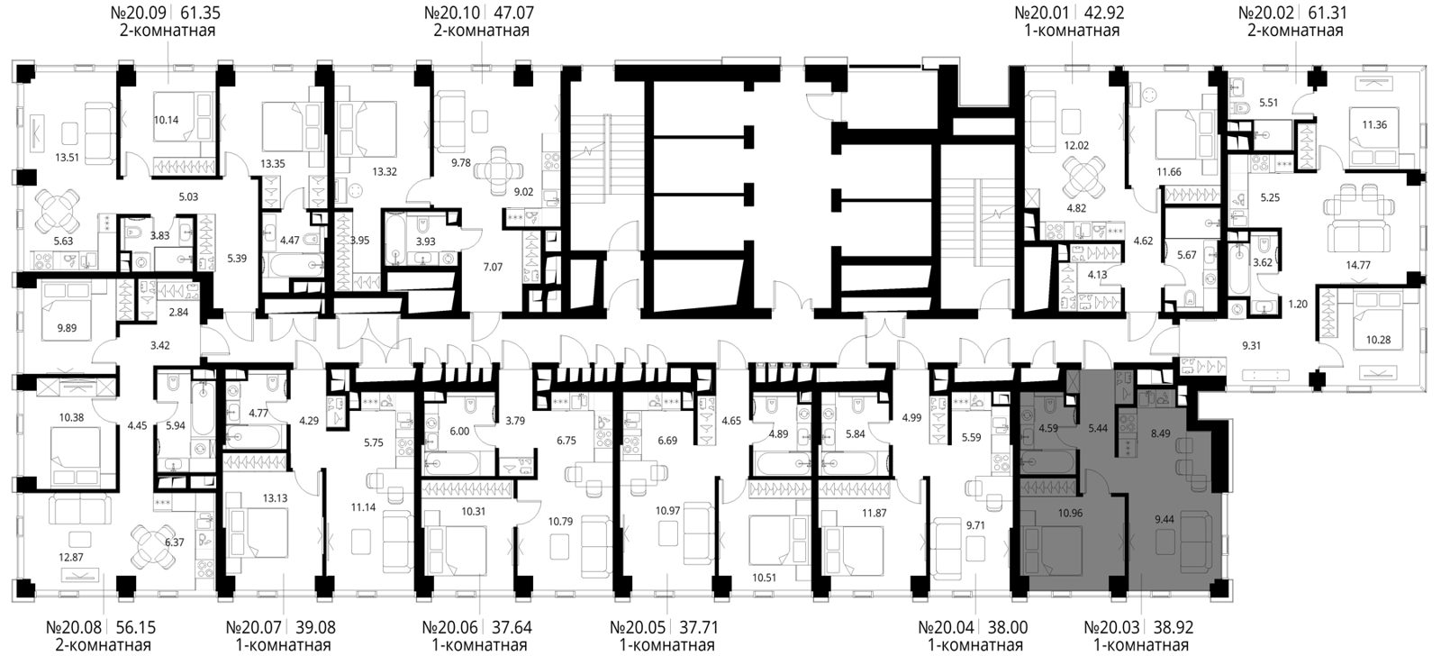 1-комнатная квартира, 38,9 м² — фото 2