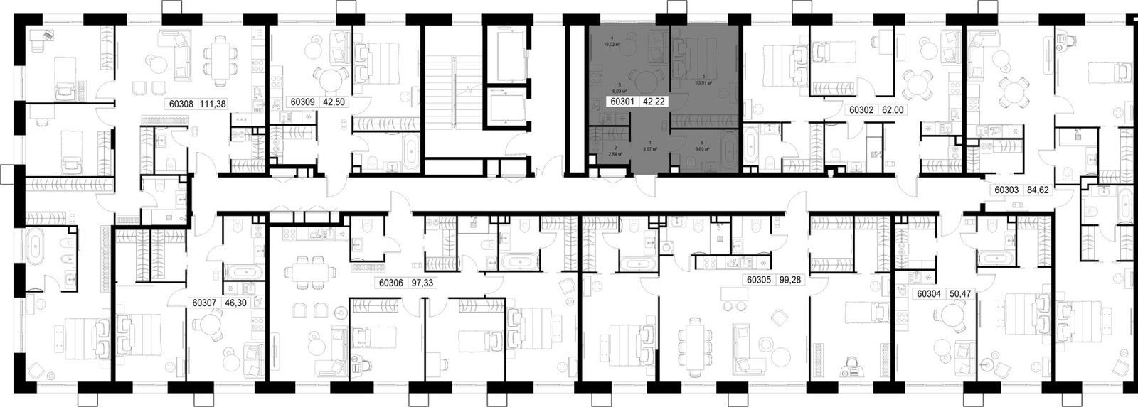 1-комнатная квартира, 42,2 м² — фото 3