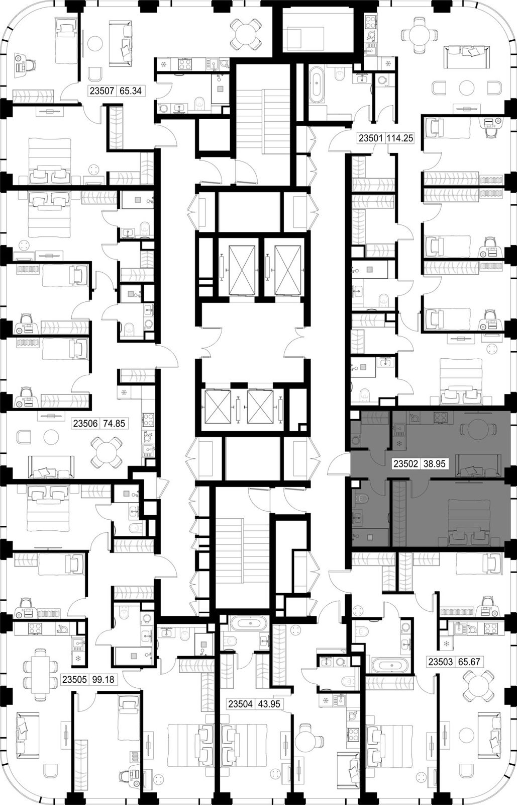 1-комнатная квартира, 39 м² — фото 2