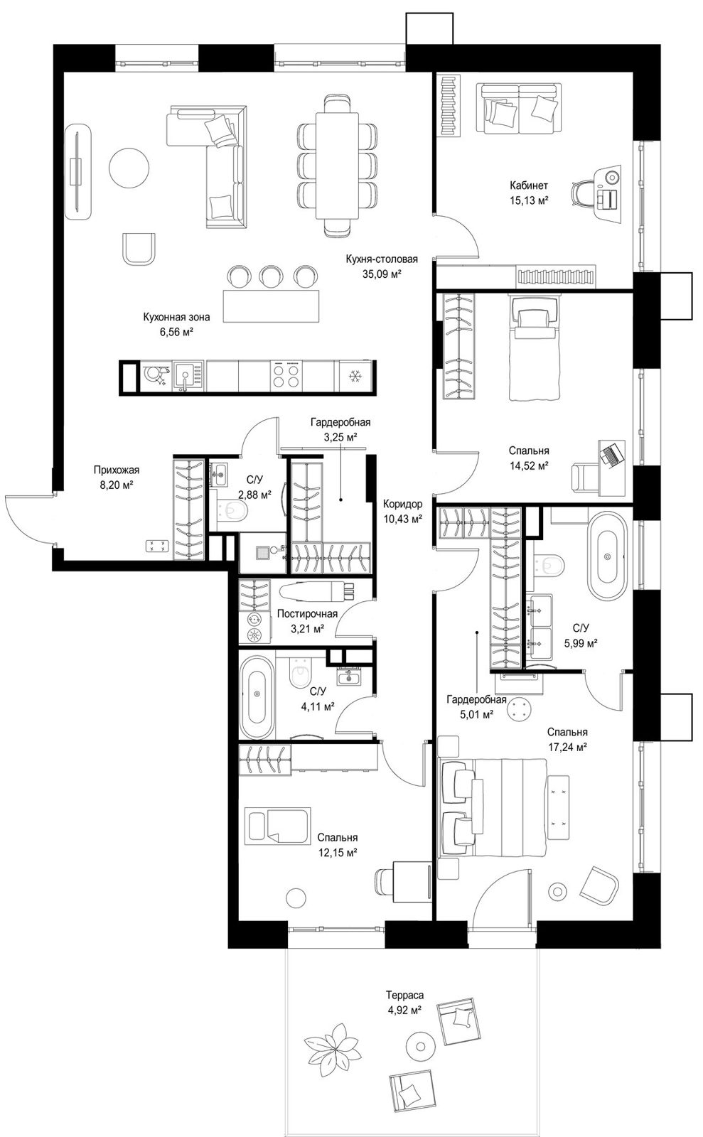 4-комнатная квартира, 148,7 м²