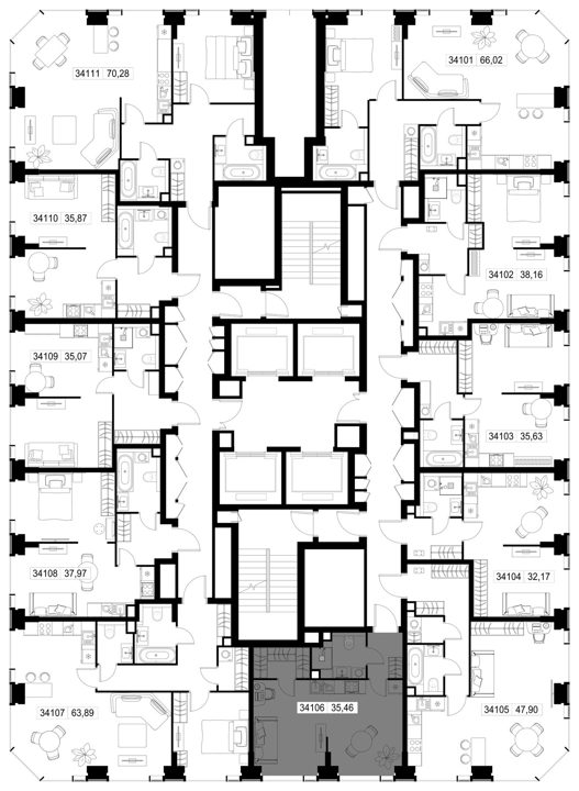 1-комнатная квартира, 35,5 м² — фото 2