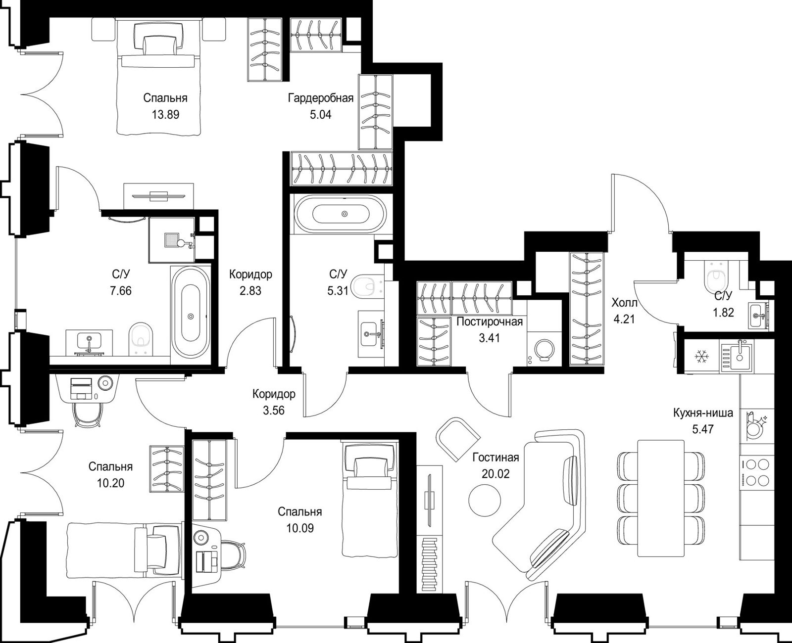 3-комнатная квартира, 94,4 м²
