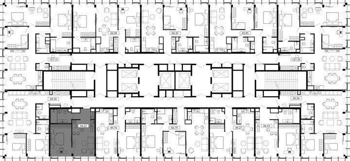 1-комнатная квартира, 43,8 м² — фото 2