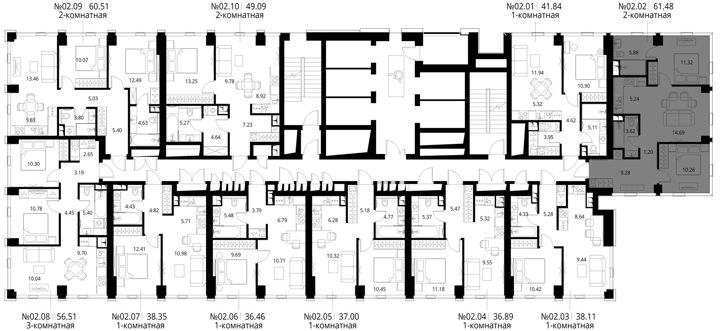 2-комнатная квартира, 61,5 м² — фото 2