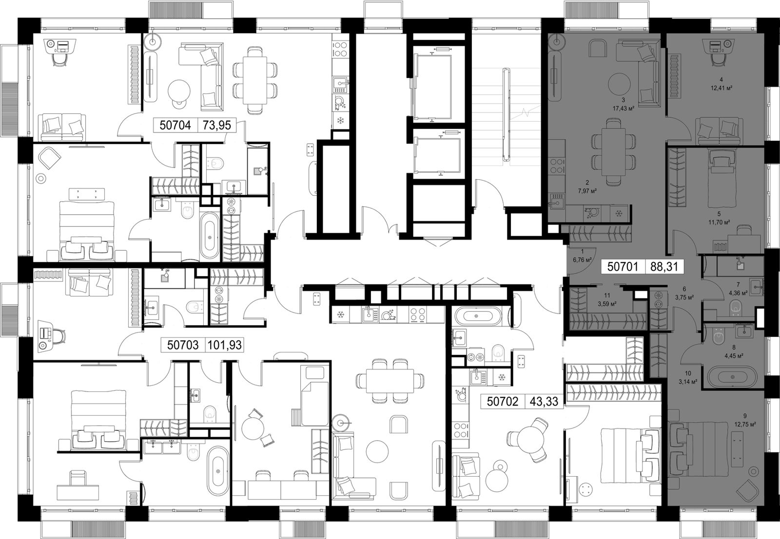 3-комнатная квартира, 88,3 м² — фото 3