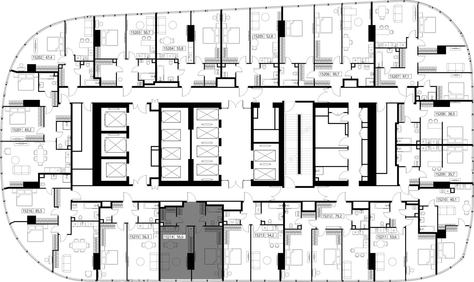 1-комнатная квартира, 56,6 м² — фото 2