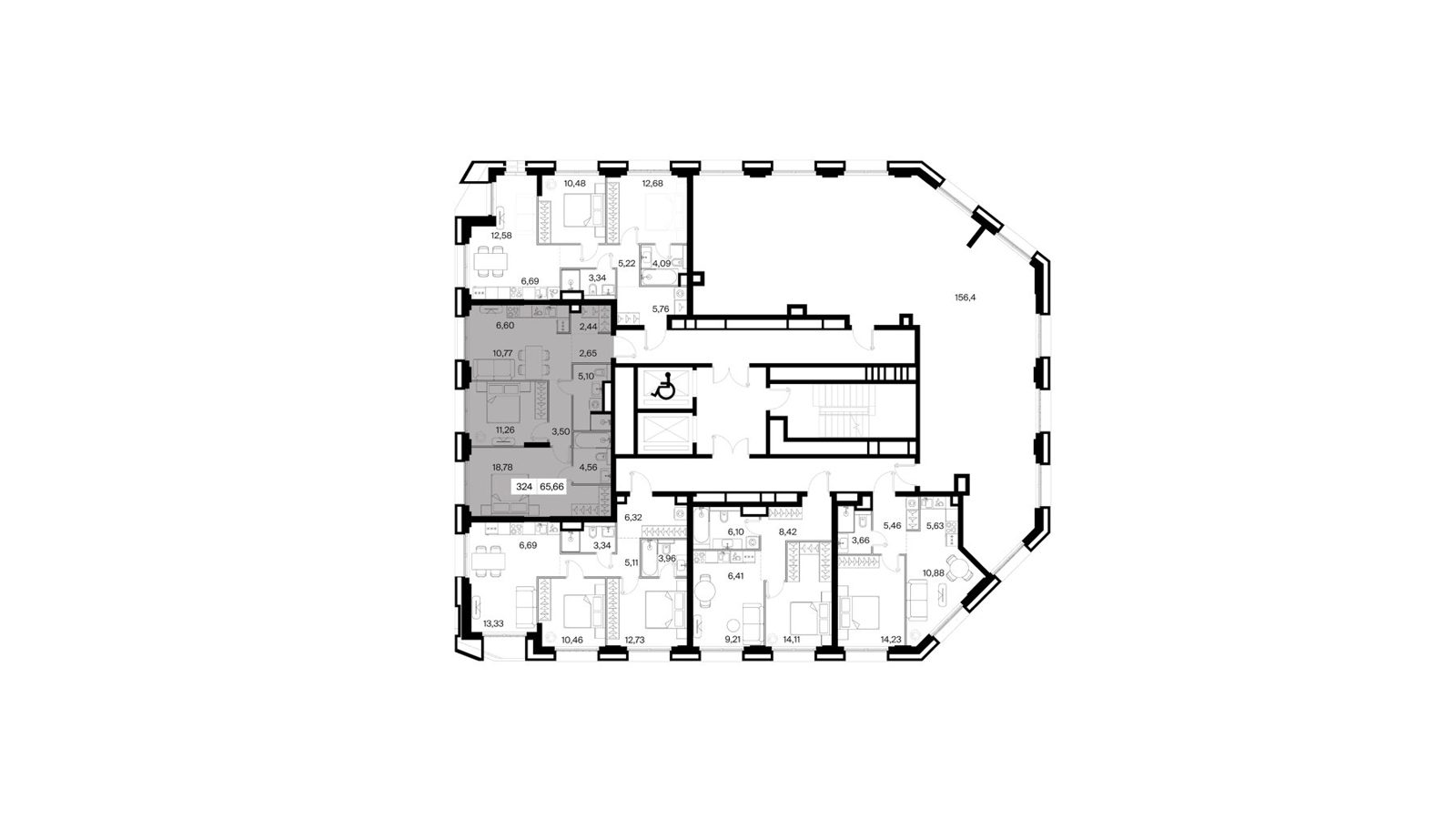 2-комнатная квартира, 65,7 м² — фото 2