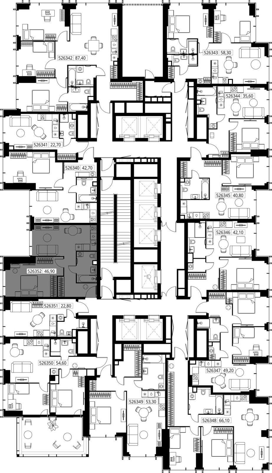 1-комнатная квартира, 46,9 м² — фото 2