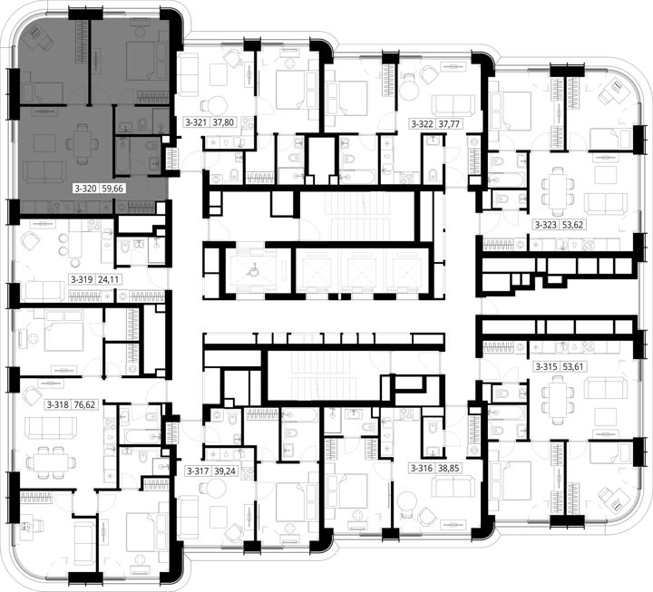 2-комнатная квартира, 59,7 м² — фото 2