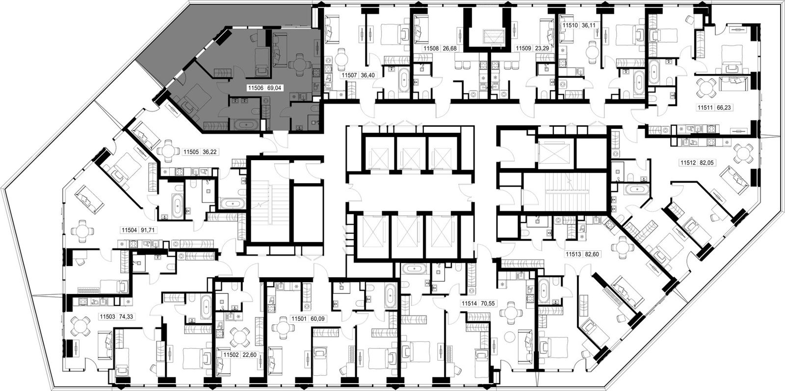 2-комнатная квартира, 69 м² — фото 2