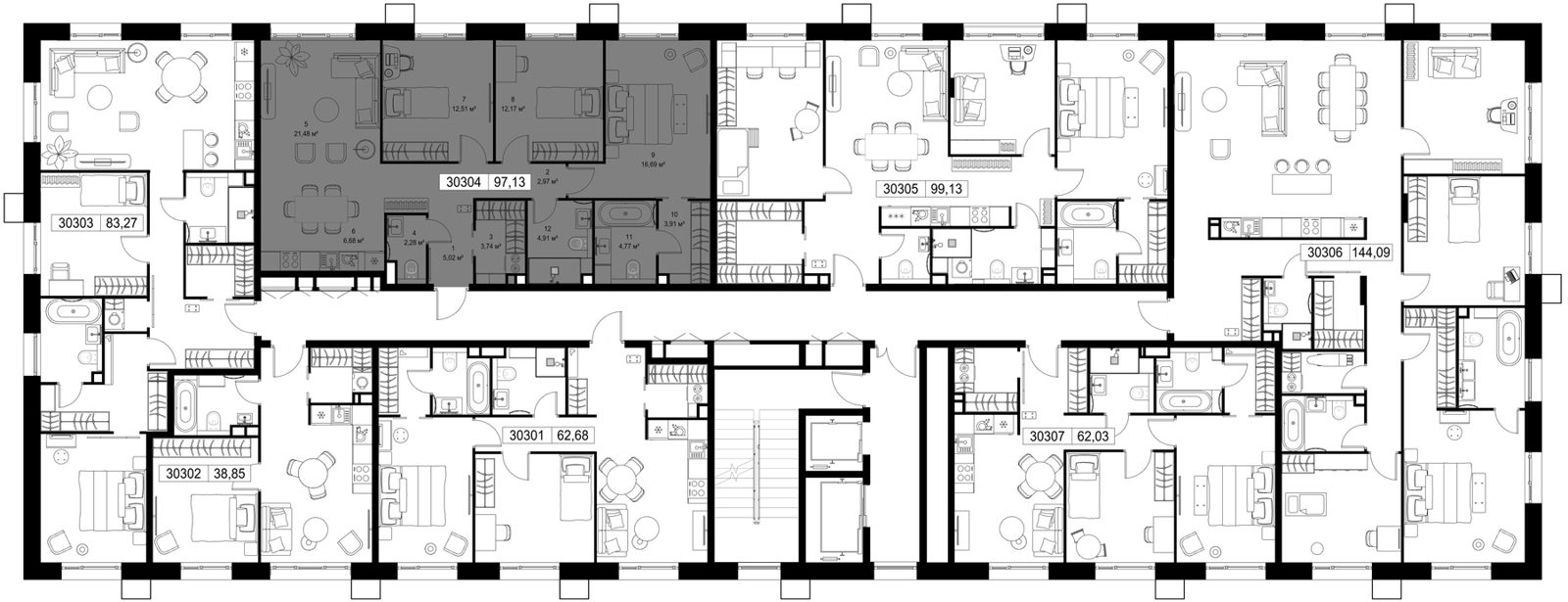 3-комнатная квартира, 97,1 м² — фото 2