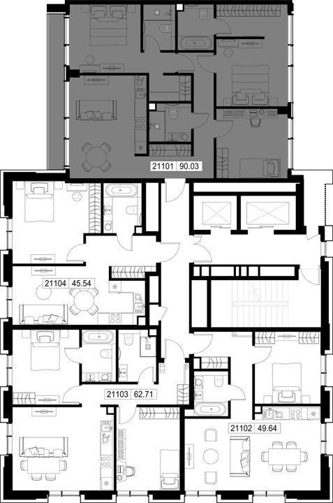 3-комнатная квартира, 90 м² — фото 2
