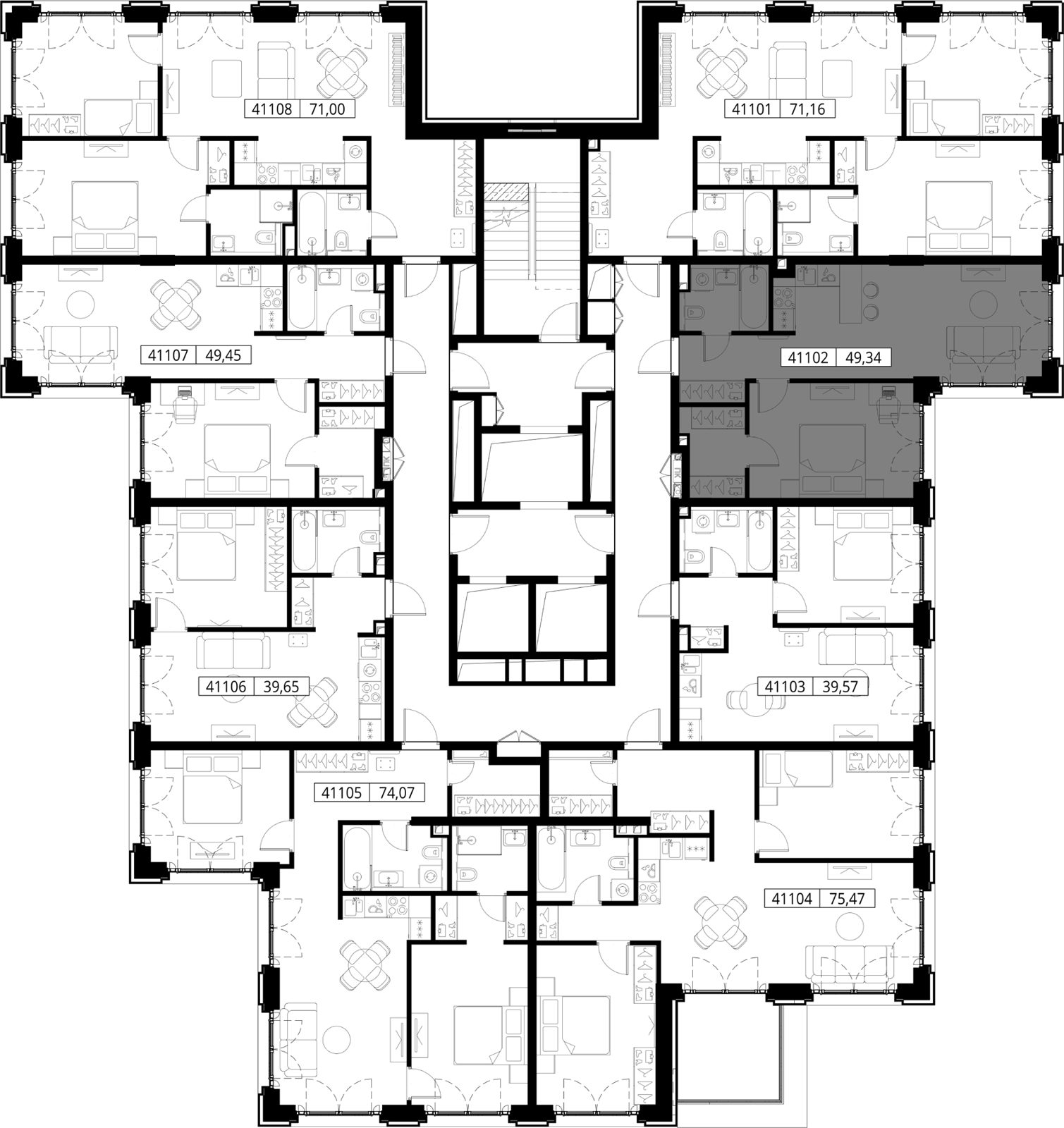 1-комнатная квартира, 49,3 м² — фото 2