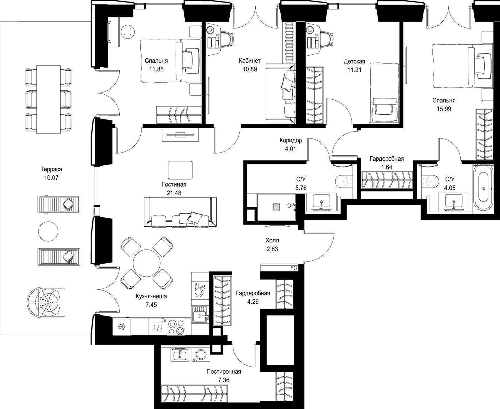 4-комнатная квартира, 120,7 м²