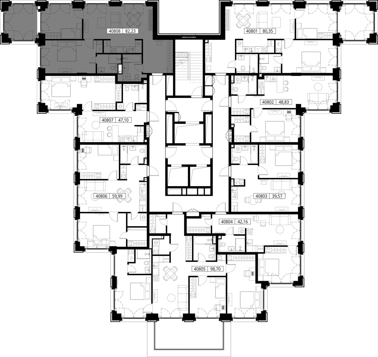 2-комнатная квартира, 82,2 м² — фото 2
