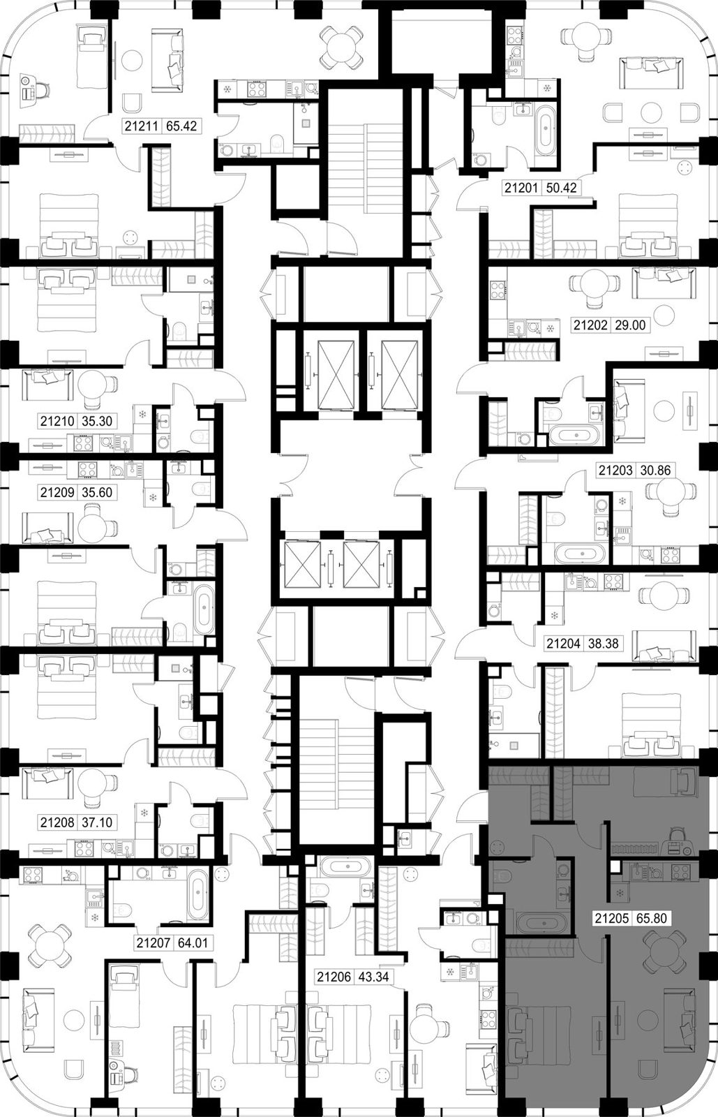 2-комнатная квартира, 65,8 м² — фото 2